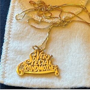 James Avery "Retired in 14k Gold" 'Very Special Grandmother' Pendant and Chain